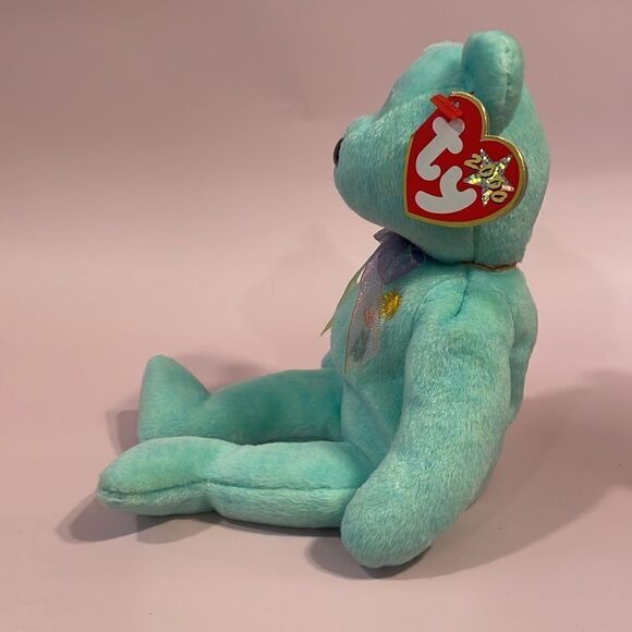 2000 Vintage Ty Beanie Baby Ariel the Green Bear Excellent Condition NWT 9” tall - Picture 2 of 10